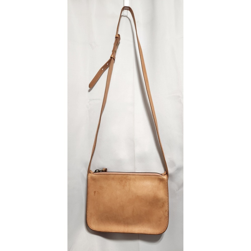 Madewell Simple Vegetable Tanned Leather Crossbody Bag Tan Monogram CBT Zip